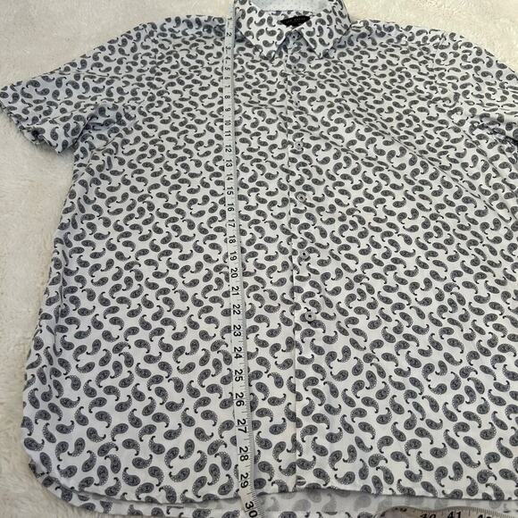 Ted Baker London Shirt Mens Size 7 Medium Short Sleeve Cotton Paisley Blk/White - Picture 5 of 6
